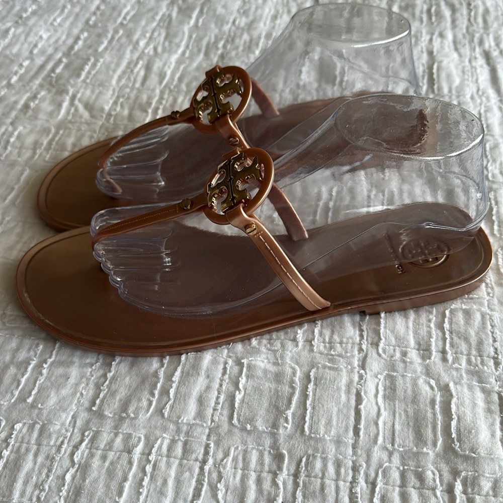 Tory Burch Rose Gold mini miller jelly Sandals size 9 - Picture 2 of 5